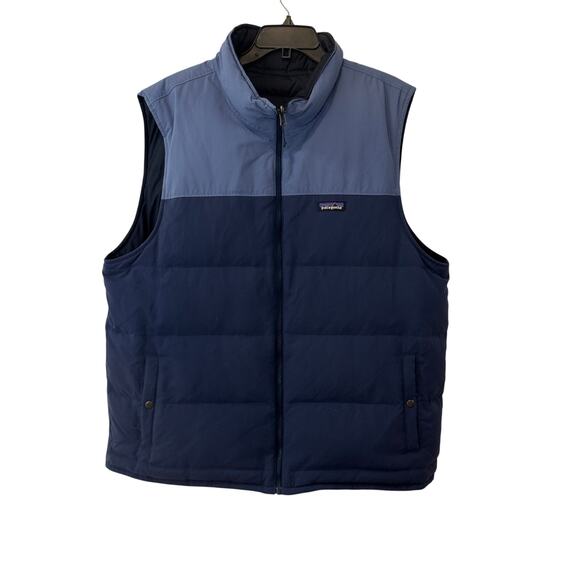 Patagonia Reversible Bivy Down Vest Mens XXL Blue Puffer Full Zip 27587 - Read - Picture 1 of 14